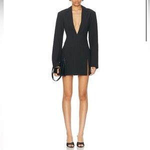 Priscavera Sz L Mini Wool Jacket Dress Charcoal Grey